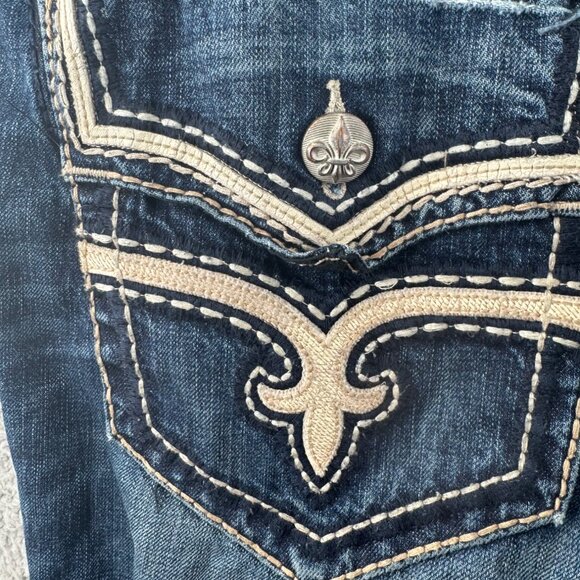 Rock Revival Distress Fad Sraight Jeans Whip Stitched Size 40 - Picture 6 of 15